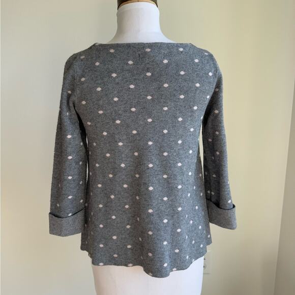 CYNTHIA ROWLEY GRAY BOAT NECK POLKA DOT SWEATER 3/4 SLEEVE SIZE XS - Picture 4 of 8